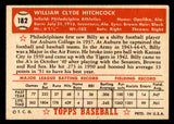 1952 Topps Baseball #182 Billy Hitchcock A's EX+/EX-MT 544256