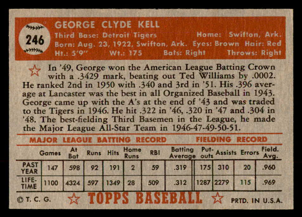 1952 Topps Baseball #246 George Kell Tigers EX-MT 544316