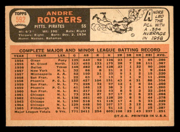 1966 Topps Baseball #592 Andre Rodgers Pirates EX-MT 544540