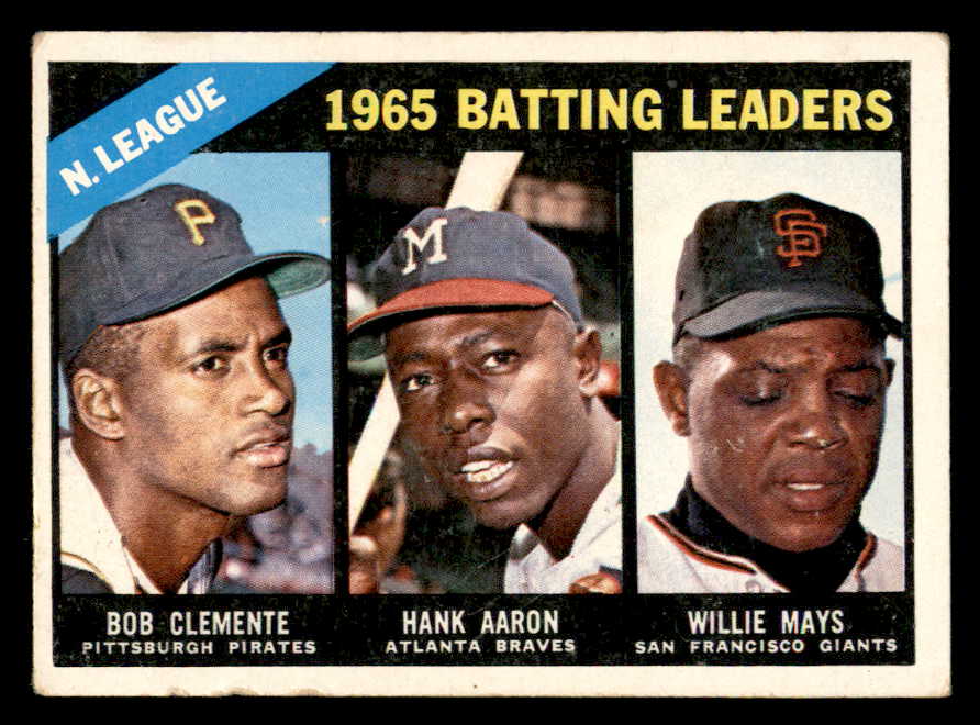 1966 Topps Baseball #215 N.L. Batting Leaders Clemente Aaron Mays VG 544553