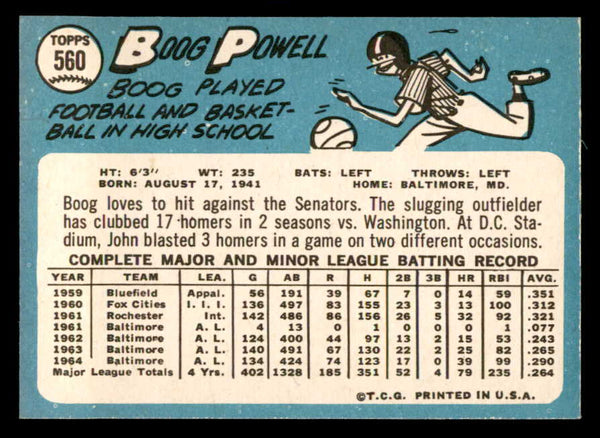 1965 Topps Baseball #560 Boog Powell Orioles EX-MT 544612