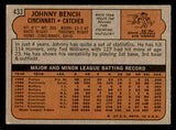 1972 Topps Baseball #433 Johnny Bench Reds VG 544663
