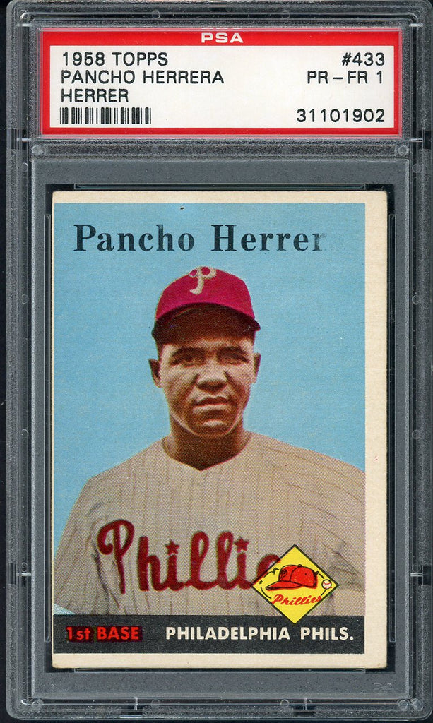 1958 Topps Baseball #433 Pancho Herrera Phillies PSA 1 PR-FR Pin Hole Error 544728