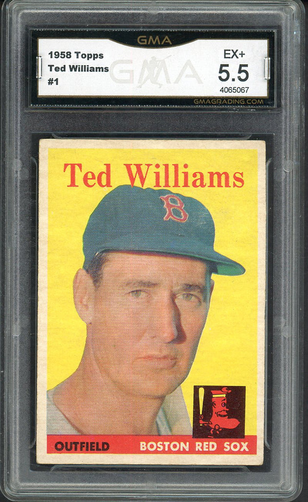 1958 Topps Baseball #001 Ted Williams Red Sox GMA 5.5 EX+ 544735