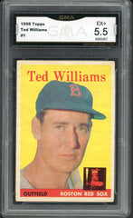 1958 Topps Baseball #001 Ted Williams Red Sox GMA 5.5 EX+ 544735