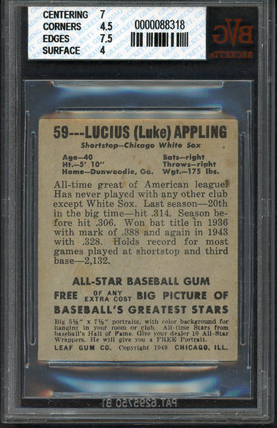 1948 Leaf Baseball #059 Luke Appling White Sox BVG 4.5 VG-EX+ 544737