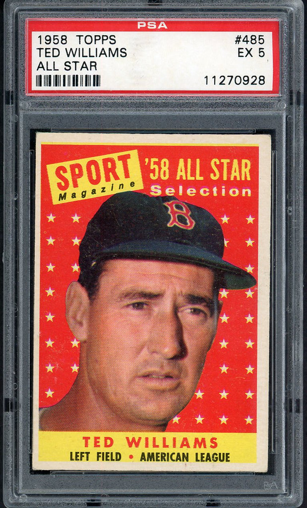 1958 Topps Baseball #485 Ted Williams A.S. Red Sox PSA 5 EX 544771