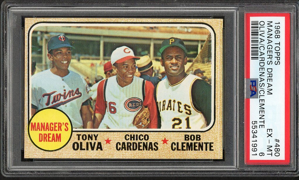 1968 Topps Baseball #480 Roberto Clemente Tony Oliva PSA 6 EX-MT 544774
