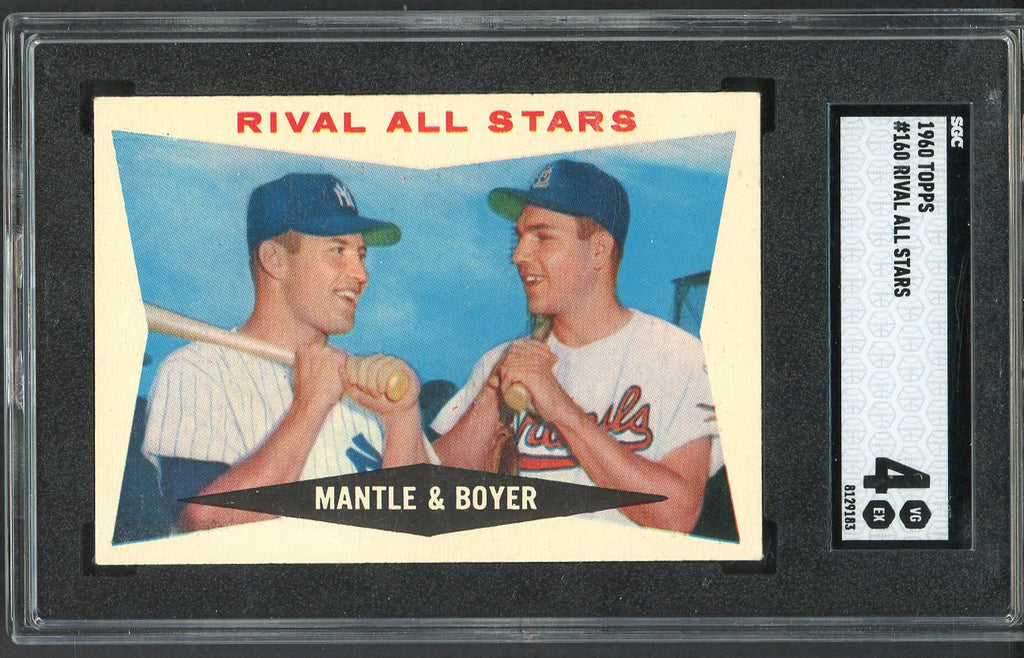 1960 Topps Baseball #160 Mickey Mantle Ken Boyer SGC 4 VG-EX 544793