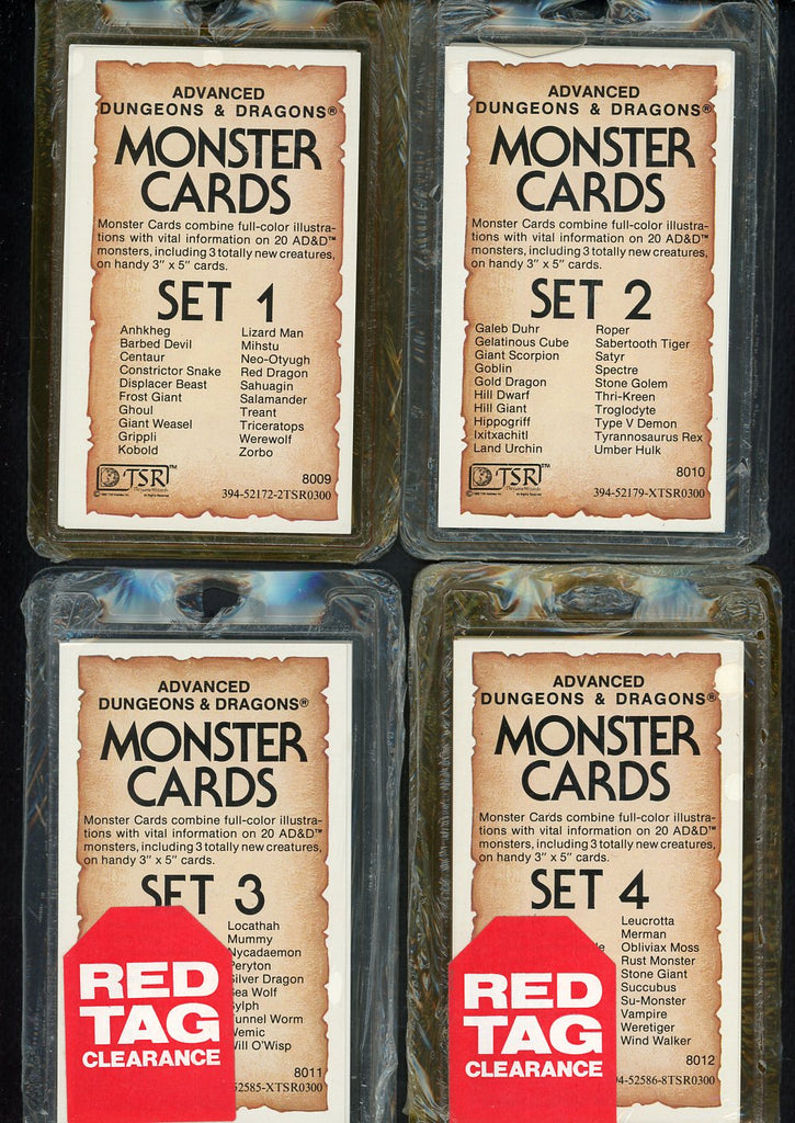 1982 TSR Advanced Dungeons & Dragons Monster Cards I-IV 544987
