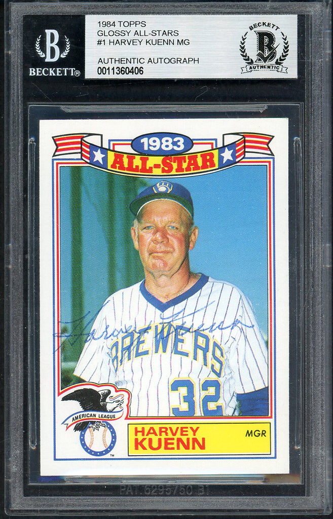 1984 Topps All Stars #001 Harvey Kuenn Brewers BVG Auth Signed 545118