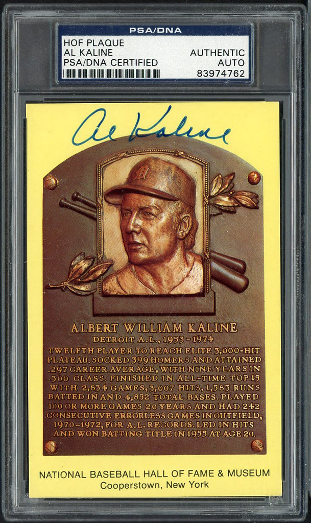 Hall Of Fame Postcard Al Kaline Tigers PSA/DNA Signed 545122