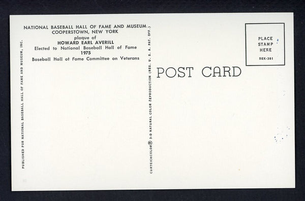 Yellow Hall of Fame Postcard Earl Averill Indians Signed Autographed