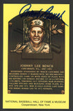 Yellow Hall of Fame Postcard Johnny Bench Reds Signed Autographed