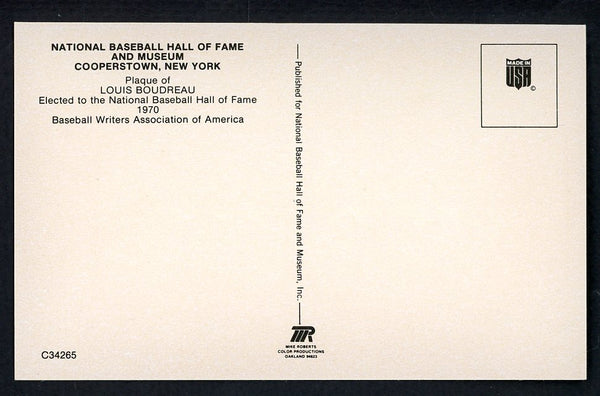 Yellow Hall of Fame Postcard Lou Boudreau Indians Signed Autographed