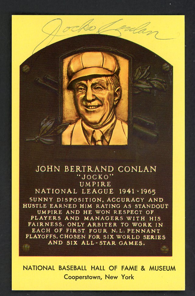 Yellow Hall of Fame Postcard Jocko Conlan Umpire Signed Autographed