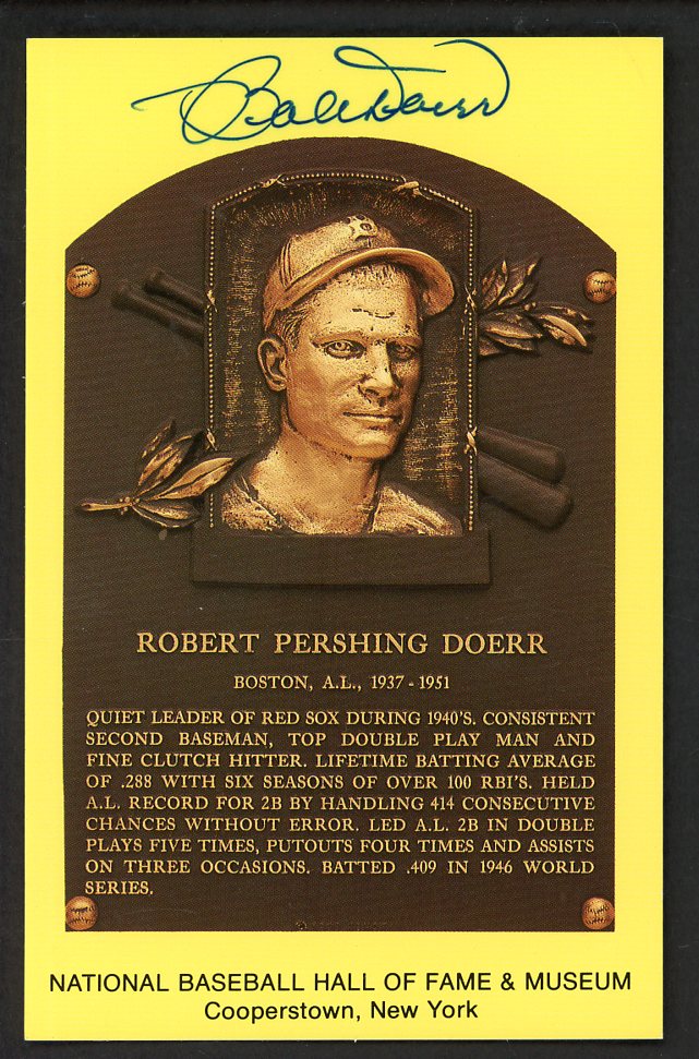 Yellow Hall of Fame Postcard Bobby Doerr Red Sox Signed Autographed