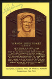 Yellow Hall of Fame Postcard Lefty Gomez Yankees Signed Autographed
