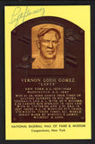 Yellow Hall of Fame Postcard Lefty Gomez Yankees Signed Autographed