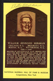 Yellow Hall of Fame Postcard Billy Herman Cubs Signed Autographed