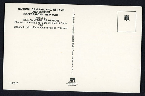 Yellow Hall of Fame Postcard Billy Herman Cubs Signed Autographed