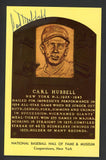 Yellow Hall of Fame Postcard Carl Hubbell Giants Signed Autographed