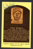 Yellow Hall of Fame Postcard Carl Hubbell Giants Signed Autographed