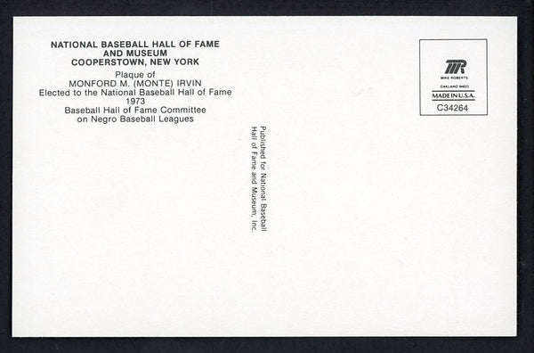 Yellow Hall of Fame Postcard Monte Irvin Giants Signed Autographed