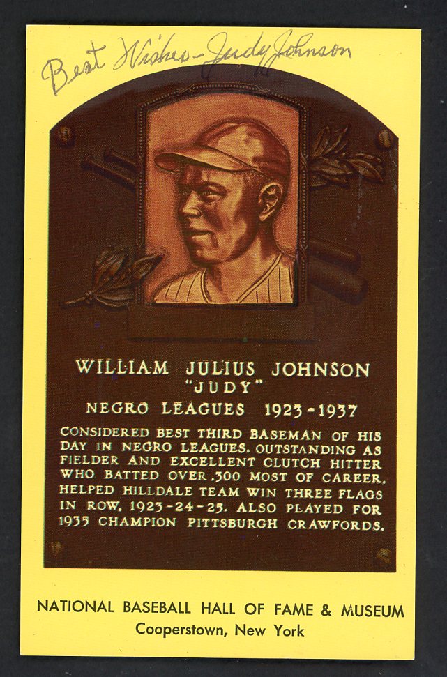 Yellow Hall of Fame Postcard Judy Johnson Signed Autographed