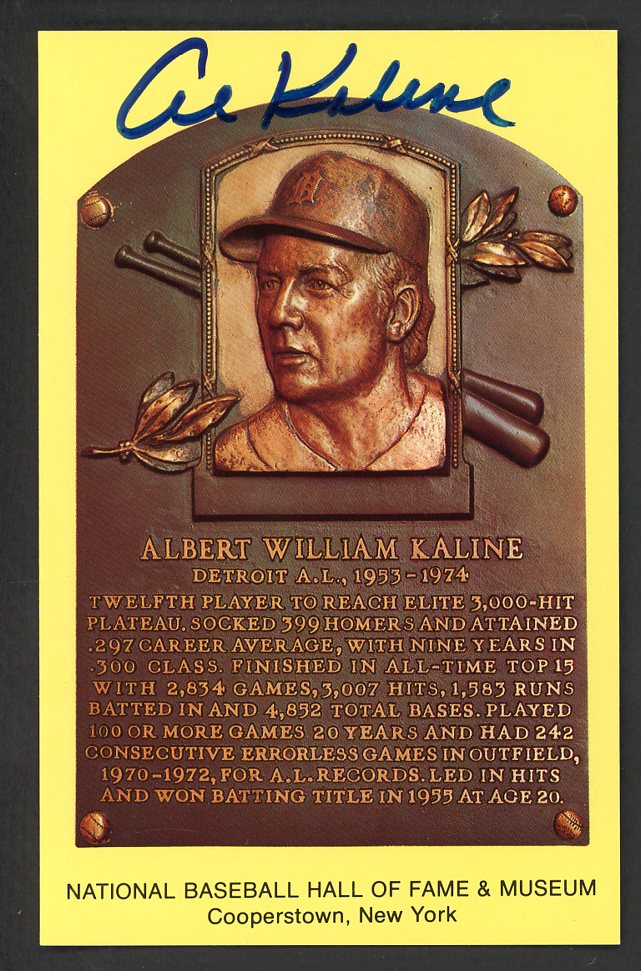 Yellow Hall of Fame Postcard Al Kaline Tigers Signed Autographed