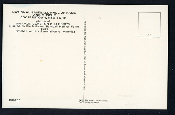 Yellow Hall of Fame Postcard Harmon Killebrew Twins Signed Autographed