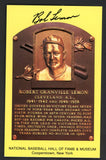 Yellow Hall of Fame Postcard Bob Lemon Indians Signed Autographed