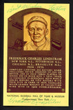 Yellow Hall of Fame Postcard Fred Lindstrom Giants Signed Autographed