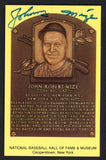 Yellow Hall of Fame Postcard Johnny Mize Cardinals Signed Autographed