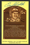 Yellow Hall of Fame Postcard Enos Slaughter Cardinals Signed Autographed