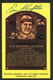 Yellow Hall of Fame Postcard Enos Slaughter Cardinals Signed Autographed