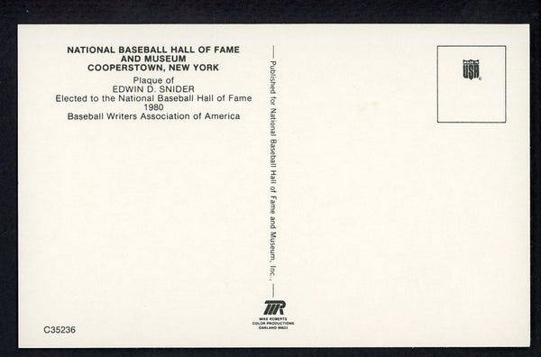 Yellow Hall of Fame Postcard Duke Snider Dodgers Signed Autographed