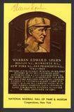 Yellow Hall of Fame Postcard Warren Spahn Braves Signed Autographed