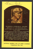 Yellow Hall of Fame Postcard Warren Spahn Braves Signed Autographed