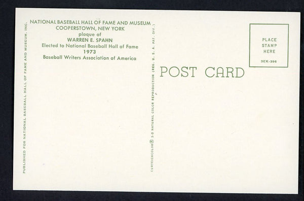Yellow Hall of Fame Postcard Warren Spahn Braves Signed Autographed