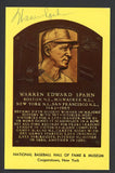 Yellow Hall of Fame Postcard Warren Spahn Braves Signed Autographed