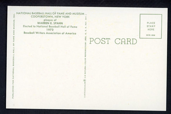 Yellow Hall of Fame Postcard Warren Spahn Braves Signed Autographed