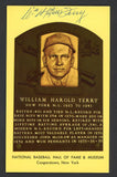 Yellow Hall of Fame Postcard Bill Terry Giants Signed Autographed