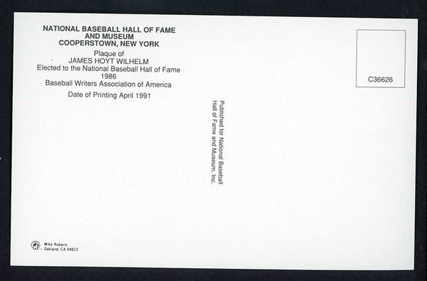 Yellow Hall of Fame Postcard Hoyt Wilhelm Giants Signed Autographed