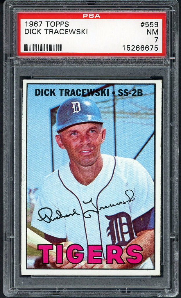 1967 Topps Baseball #559 Dick Tracewski Tigers PSA 7 NM 545280