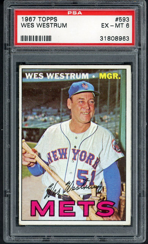 1967 Topps Baseball #593 Wes Westrum Mets PSA 6 EX-MT 545281