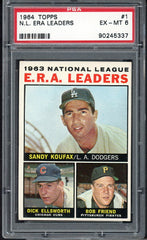 1964 Topps Baseball #001 N.L. ERA Leaders Sandy Koufax PSA 6 EX-MT 545282