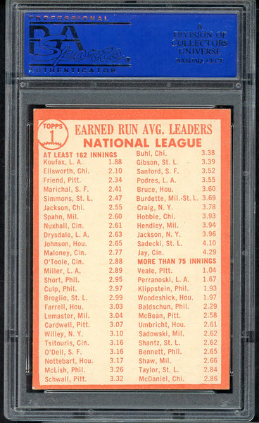 1964 Topps Baseball #001 N.L. ERA Leaders Sandy Koufax PSA 6 EX-MT 545282
