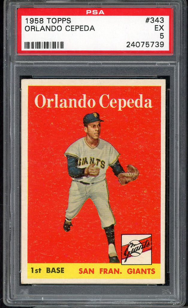 1958 Topps Baseball #343 Orlando Cepeda Giants PSA 5 EX 545314