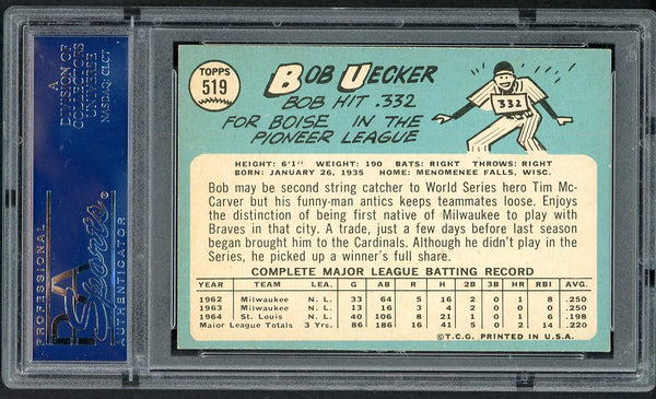1965 Topps Baseball #519 Bob Uecker Cardinals PSA 6 EX-MT 545317